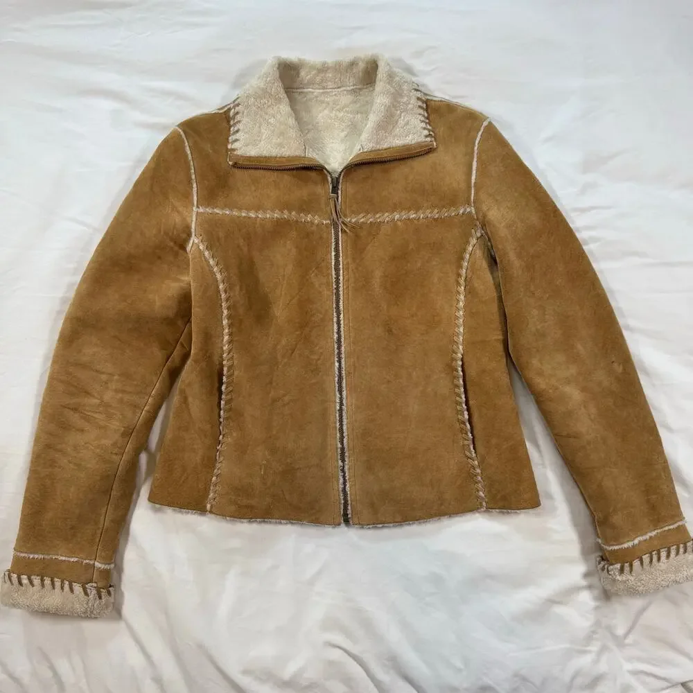 Vintage Y2K Wilsons Leather Pelle Studio Jacket Suede faux fur womens size small - Picture 16 of 16